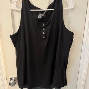 Functional Black Buttoned Tank Top